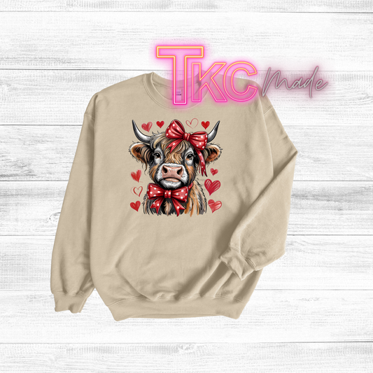highland cow valentine heart full color