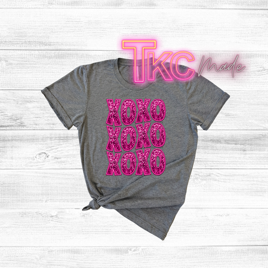 Pink xoxo faux glitter